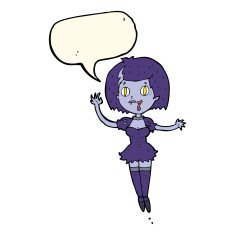 cartoon happy vampire girl with speech bubble N30