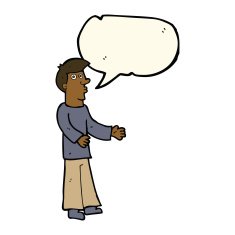 cartoon curious man with speech bubble N53