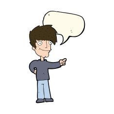 cartoon man pointing with speech bubble N145