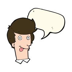 cartoon man with tongue hanging out speech bubble N7