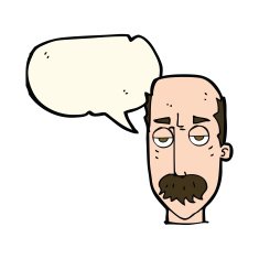 cartoon bored old man with speech bubble N12