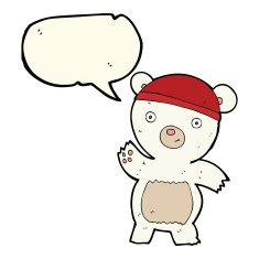 cute cartoon polar bear with speech bubble N54
