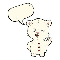 cute cartoon polar bear with speech bubble N55