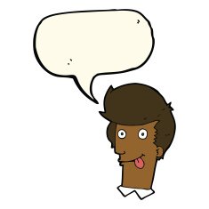cartoon man with tongue hanging out speech bubble N8