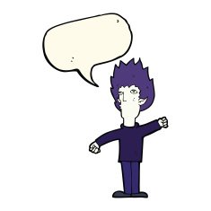 cartoon vampire man with speech bubble N82