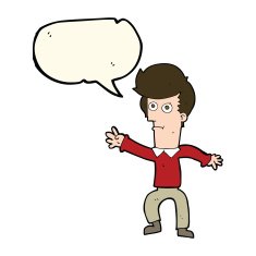 cartoon man waving with speech bubble N22