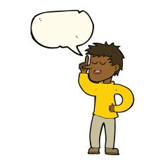 cartoon man with idea speech bubble N78