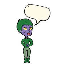 cartoon zombie girl with speech bubble N11