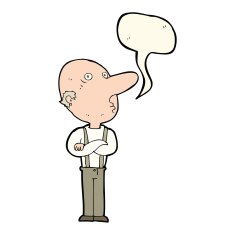 cartoon old man with folded arms speech bubble N8