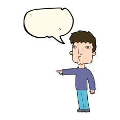 cartoon pointing man with speech bubble N56
