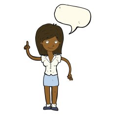 cartoon woman with idea speech bubble N187