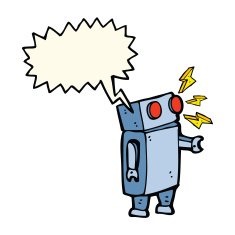 cartoon robot with speech bubble N134