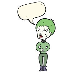 cartoon zombie girl with speech bubble N12
