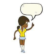 cartoon girl with idea speech bubble N15
