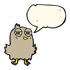 funny cartoon bird with speech bubble N100