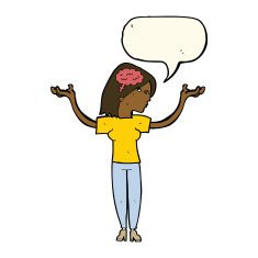 cartoon intelligent woman with speech bubble N14