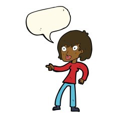 cartoon woman pointing with speech bubble N160