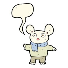 cartoon mouse in clothes with speech bubble N7