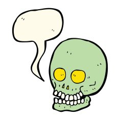 cartoon skull with speech bubble N23