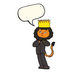 cartoon king of the beasts with speech bubble N4