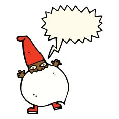 cartoon tiny santa with speech bubble N14