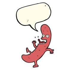 cartoon sausage with speech bubble N11