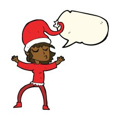 santa's helper cartoon with speech bubble N8