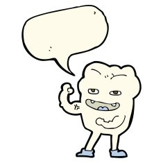 cartoon strong healthy tooth with speech bubble N8
