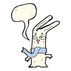cartoon rabbit with speech bubble N68