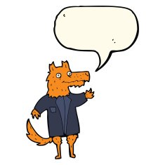 cartoon fox businessman with speech bubble N4