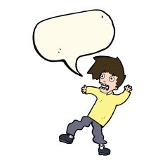 cartoon terrified man with speech bubble N162