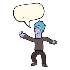 cartoon vampire man with speech bubble N90