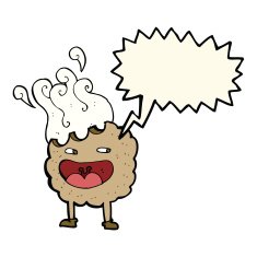cookie cartoon character with speech bubble N7