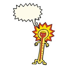 cartoon hot thermometer with speech bubble N6