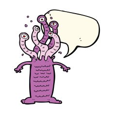 cartoon monster with speech bubble N36