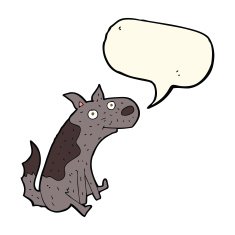 cartoon sitting dog with speech bubble N8