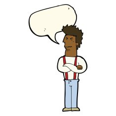 cartoon annoyed man with speech bubble N61