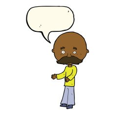 cartoon man with mustache speech bubble N70