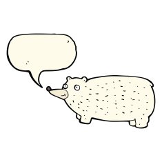 funny cartoon bear with speech bubble N20
