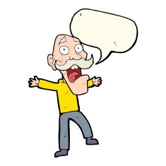 cartoon shocked old man with speech bubble N21