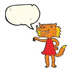cartoon fox girl with speech bubble N4