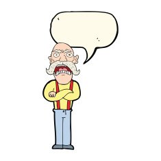 cartoon shocked old man with speech bubble N22