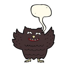 cartoon happy owl with speech bubble N7