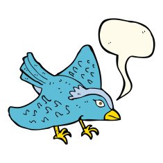 cartoon garden bird with speech bubble N29