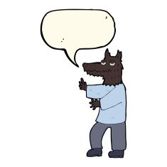 cartoon werewolf with speech bubble N16