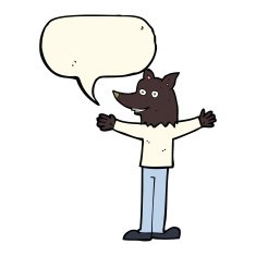 cartoon werewolf with speech bubble N17