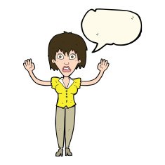 cartoon woman stressing out with speech bubble N15