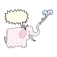 cartoon happy elephant with speech bubble N8