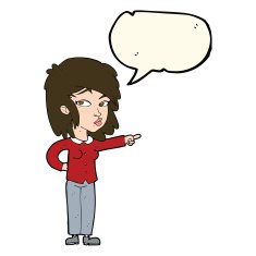 cartoon woman pointing with speech bubble N168