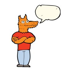 cartoon fox man with speech bubble N37